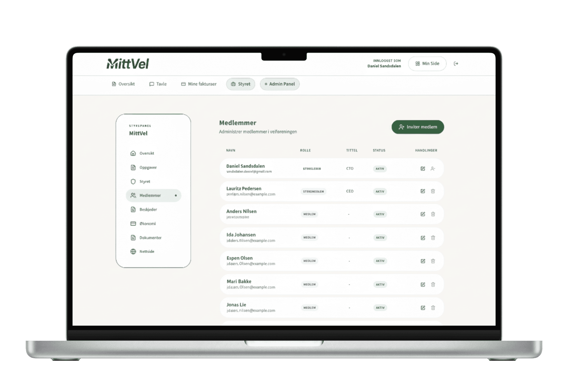 Medlemsregister oversikt